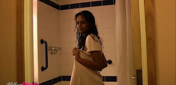  Dark Skin Indian Teen Beauty In Bathroom Taking Shower